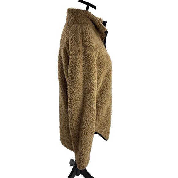 Tommy Hilfiger Womens S Tan Sherpa Fleece 1/4 Zip Pullover Jacket Long Sleeve - Picture 4 of 8